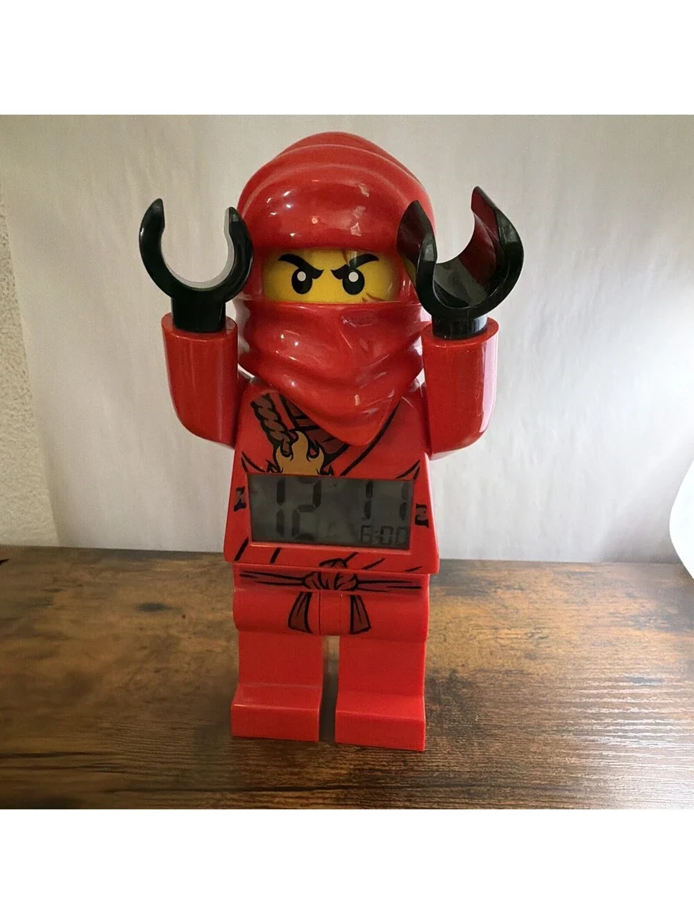 LEGO Ninjago Kai Red Ninja Minifigure Alarm Clock 2011 ClicTime Working